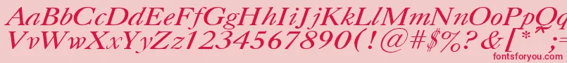 UkCaslonItalic-Schriftart – Rote Schriften auf rosa Hintergrund
