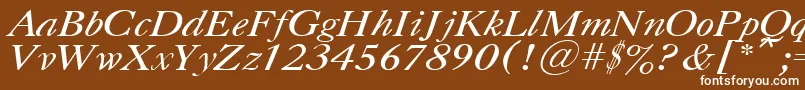 UkCaslonItalic-Schriftart – Weiße Schriften auf braunem Hintergrund