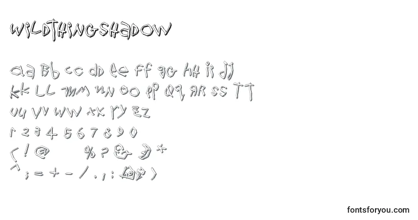 Schriftart Wildthingshadow – Alphabet, Zahlen, spezielle Symbole