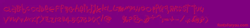 Wildthingshadow-Schriftart – Rote Schriften auf violettem Hintergrund