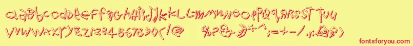 Wildthingshadow Font – Red Fonts on Yellow Background