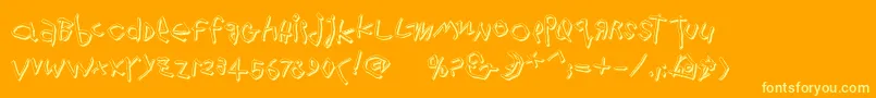 Wildthingshadow-Schriftart – Gelbe Schriften auf orangefarbenem Hintergrund