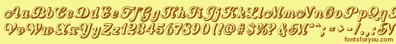CountryWesternScriptOpen-Schriftart – Braune Schriften auf gelbem Hintergrund