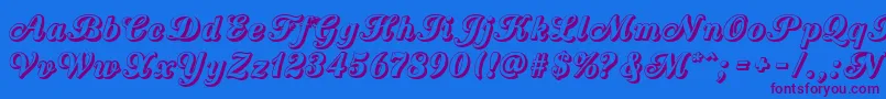 CountryWesternScriptOpen-Schriftart – Violette Schriften auf blauem Hintergrund