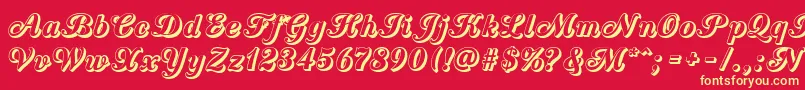 フォントCountryWesternScriptOpen – 黄色の文字、赤い背景