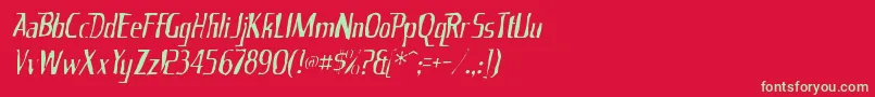 フォントKingrichardgaunt – 赤い背景に緑の文字