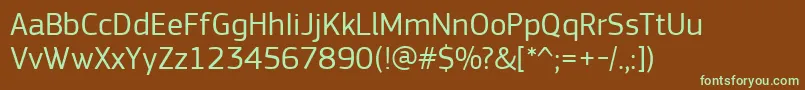 PfsquaresansproRegular-Schriftart – Grüne Schriften auf braunem Hintergrund