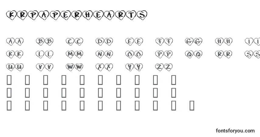 Schriftart KrPaperHearts – Alphabet, Zahlen, spezielle Symbole