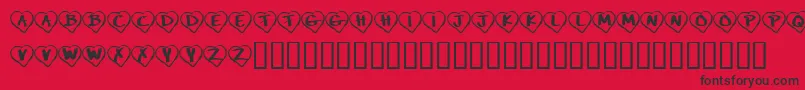 フォントKrPaperHearts – 赤い背景に黒い文字