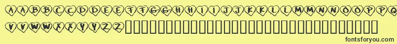 KrPaperHearts Font – Black Fonts on Yellow Background