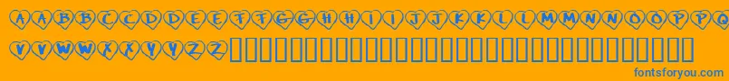 KrPaperHearts Font – Blue Fonts on Orange Background