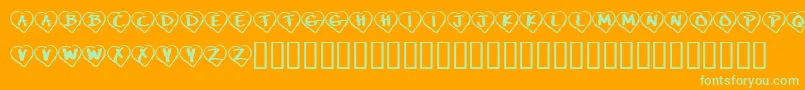 Fonte KrPaperHearts – fontes verdes em um fundo laranja