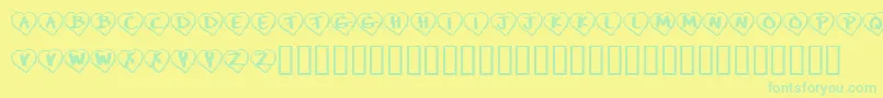 KrPaperHearts Font – Green Fonts on Yellow Background