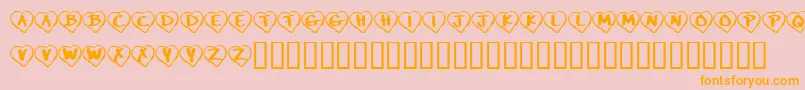 KrPaperHearts-fontti – oranssit fontit vaaleanpunaisella taustalla