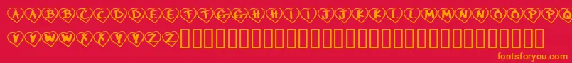 フォントKrPaperHearts – 赤い背景にオレンジの文字