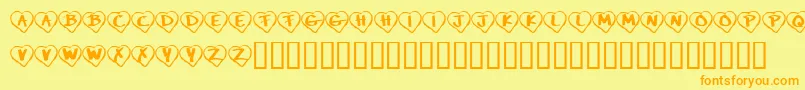 Fonte KrPaperHearts – fontes laranjas em um fundo amarelo