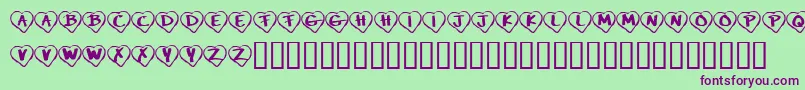 KrPaperHearts Font – Purple Fonts on Green Background