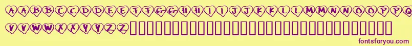 KrPaperHearts Font – Purple Fonts on Yellow Background