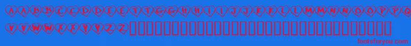 KrPaperHearts Font – Red Fonts on Blue Background