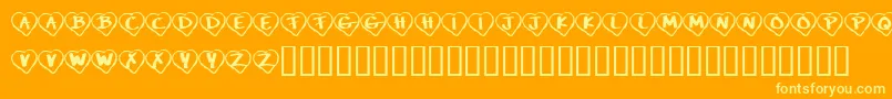 KrPaperHearts-Schriftart – Gelbe Schriften auf orangefarbenem Hintergrund