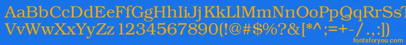 Kacstdecorative-Schriftart – Orangefarbene Schriften auf blauem Hintergrund