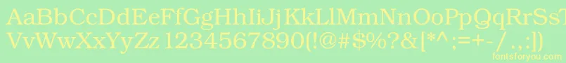 Fonte Kacstdecorative – fontes amarelas em um fundo verde