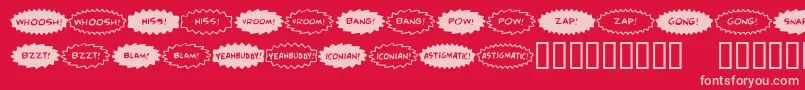 Comicfx ffy-fontti – vaaleanpunaiset fontit punaisella taustalla