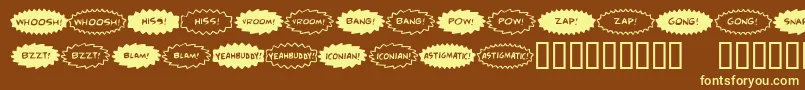 Weitere Informationen zur Comicfx ffy-Schriftart Comicfx ffy-Schriftart – Gelbe Schriften auf braunem Hintergrund