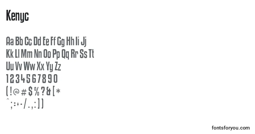 Schriftart Kenyc – Alphabet, Zahlen, spezielle Symbole