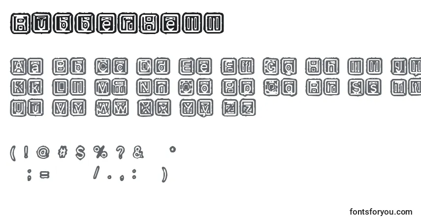 Czcionka RubberHell – alfabet, cyfry, specjalne znaki
