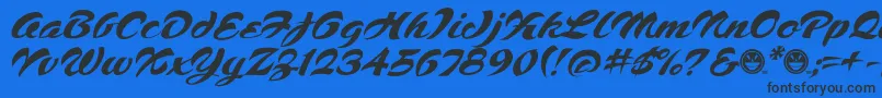 Script1VoodooScriptFreeware Font – Black Fonts on Blue Background