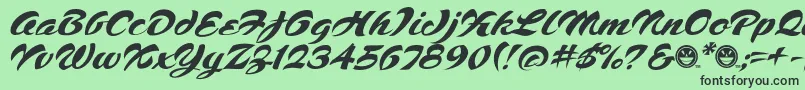 Шрифт Script1VoodooScriptFreeware – чёрные шрифты на зелёном фоне