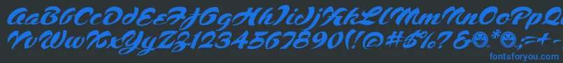 Шрифт Script1VoodooScriptFreeware – синие шрифты на чёрном фоне