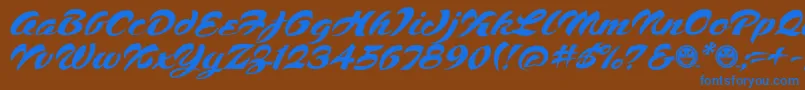 Czcionka Script1VoodooScriptFreeware – niebieskie czcionki na brązowym tle