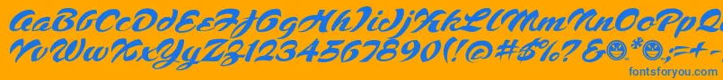 Script1VoodooScriptFreeware Font – Blue Fonts on Orange Background