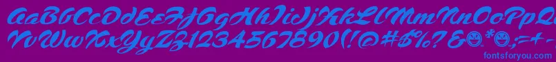 Script1VoodooScriptFreeware-fontti – siniset fontit violetilla taustalla