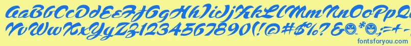 Script1VoodooScriptFreeware Font – Blue Fonts on Yellow Background