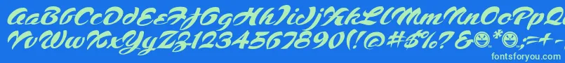 Script1VoodooScriptFreeware Font – Green Fonts on Blue Background