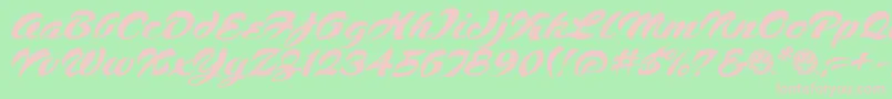 Script1VoodooScriptFreeware-fontti – vaaleanpunaiset fontit vihreällä taustalla
