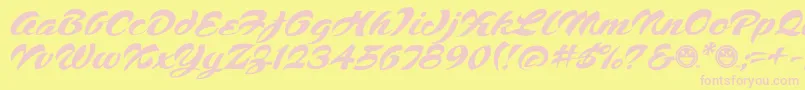 Script1VoodooScriptFreeware-Schriftart – Rosa Schriften auf gelbem Hintergrund