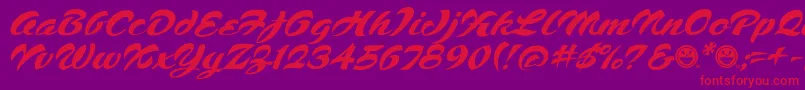 Script1VoodooScriptFreeware Font – Red Fonts on Purple Background