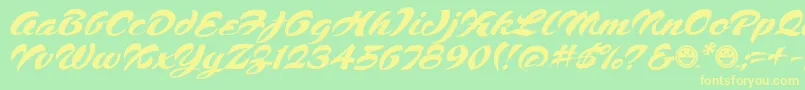 Script1VoodooScriptFreeware-fontti – keltaiset fontit vihreällä taustalla