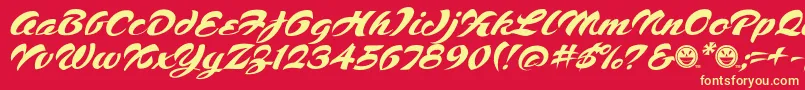 Fonte Script1VoodooScriptFreeware – fontes amarelas em um fundo vermelho