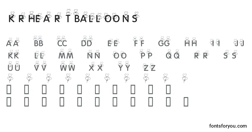 Шрифт KrHeartBalloons – алфавит, цифры, специальные символы