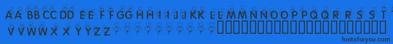 KrHeartBalloons Font – Black Fonts on Blue Background