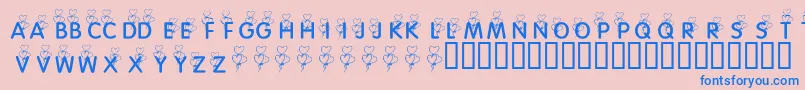 KrHeartBalloons Font – Blue Fonts on Pink Background