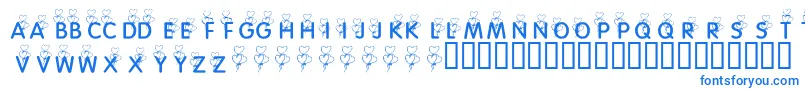 KrHeartBalloons-Schriftart – Blaue Schriften auf weißem Hintergrund