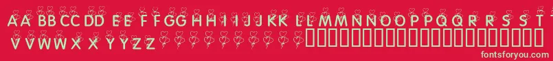 KrHeartBalloons Font – Green Fonts on Red Background