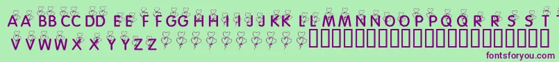 KrHeartBalloons Font – Purple Fonts on Green Background
