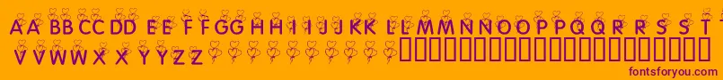 KrHeartBalloons-Schriftart – Violette Schriften auf orangefarbenem Hintergrund